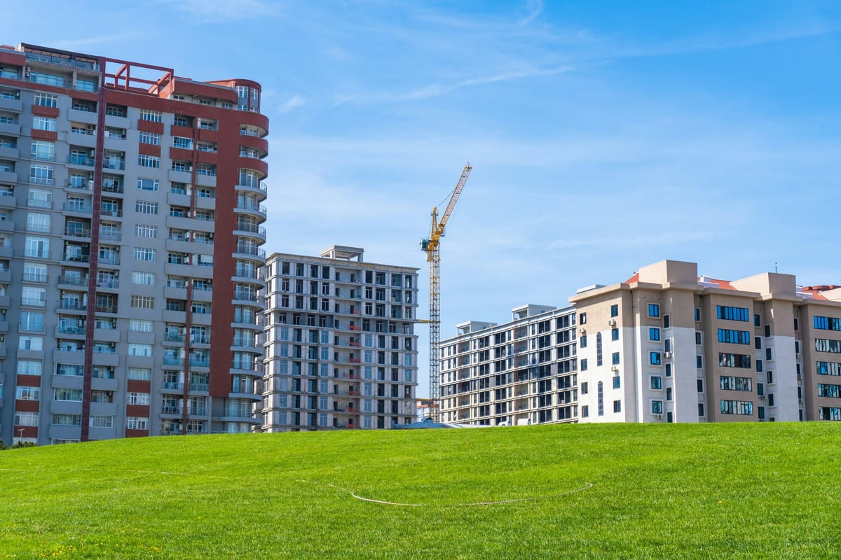 Apartment buildings in a Canadian residential development under construction