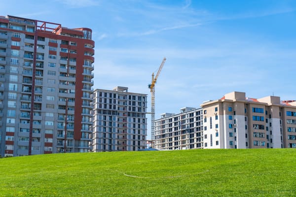 Apartment buildings in a Canadian residential development under construction